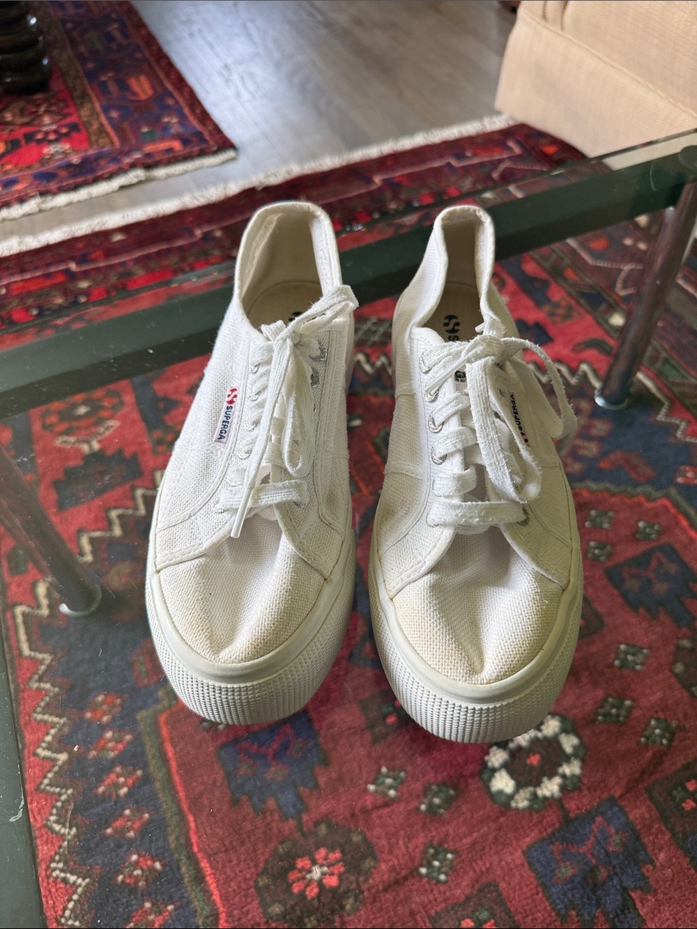 Superga 2740 Iconic White Canvas Platform Sneakers Women’s 8.5